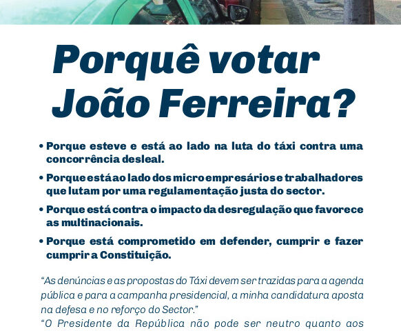 Presidenciais taxi Joao Ferreira 2021
